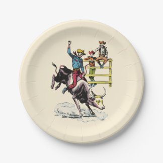 Stier-Reiter-Papierteller (Farbe wählbar) Pappteller