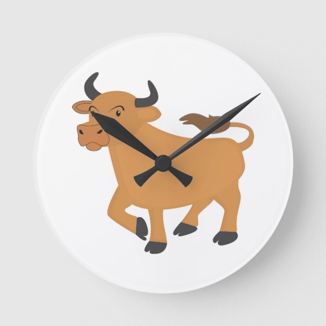 Stier Runde Wanduhr (Vorderseite)