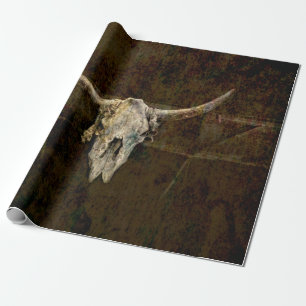 Stier-Schädel Western Country Braun Alt Rustikal G Geschenkpapier