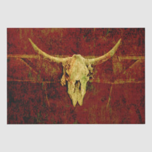 Stier-Schädel Western Country Braun Rustikale Grun Seidenpapier