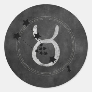 Stier schwarze Sterne Silberzodiaksymbol Runder Aufkleber