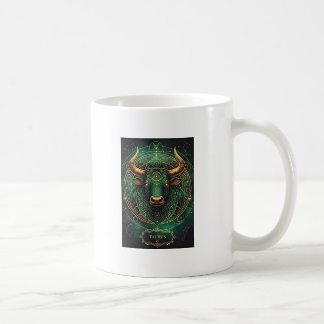 Stier-Smaragd-und-Gold-Astrologie-Kaffeetasse Kaffeetasse (Rechts)