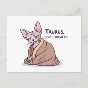 Stier Sphynx-Katze Ruhige Sternzeichen-Attitüde Ku Postkarte