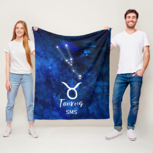 Stier-Sternbild Blaue Galaxie-Monogramm Fleecedecke