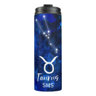 Stier-Sternbild Blaue Galaxie Monogramm Thermosbecher