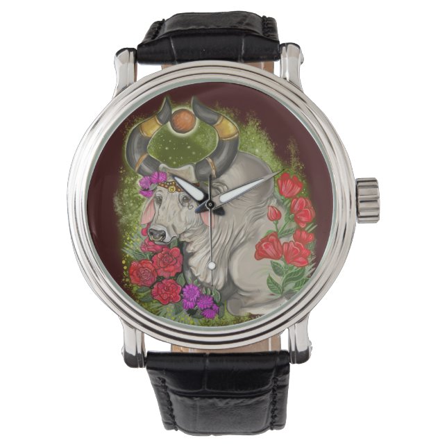 Stier Sternzeichen Armbanduhr (Vorderseite)