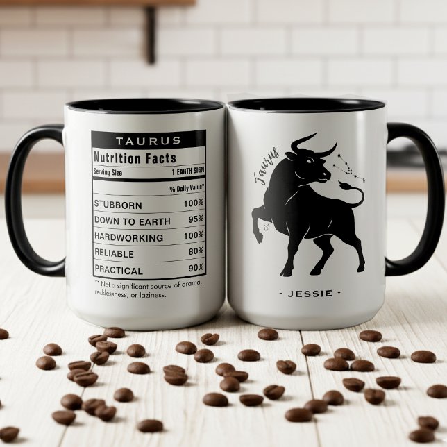 Stier-Sternzeichen-Astrologie-Ernährungsfakten Tasse (Taurus Zodiac Sign Astrology Nutrition Facts Mug
)