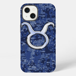 Stier-Sternzeichen auf Marineblau Digital Camo iPhone Hülle