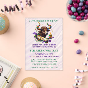 Stier-Sternzeichen-Baby-Shower Lavendel und Grün Acryleinladungen