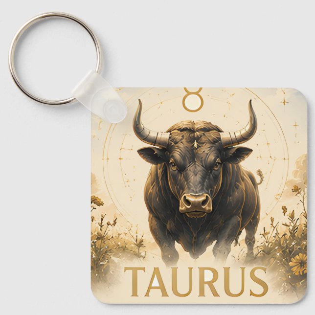 Stier-Sternzeichen Geburtstags-Astrologie-Geschenk Schlüsselanhänger (Vorderseite)