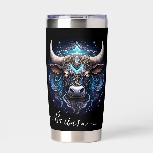 Stier-Sternzeichen-Kunst für 21. April–20. Mai Thermobecher (Vorderseite)