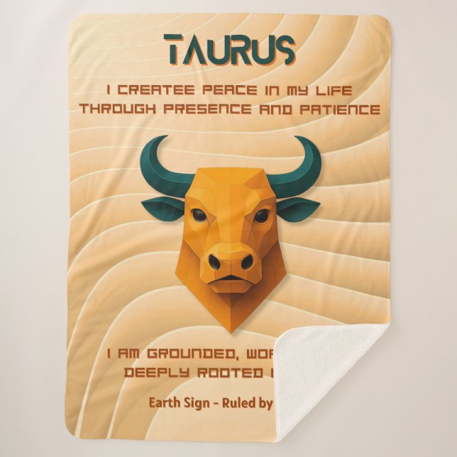 Stier-Sternzeichen Modern 3D mit Affirmationen  Sherpadecke (Vorderseite)