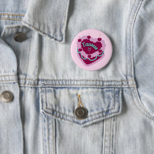 Stier-Sternzeichen-Pastell-Herz-Geburtstagskuchen Button