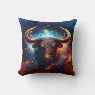 Stier-Sternzeichen-Wasserfarben-Design Kissen