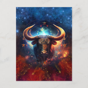 Stier-Sternzeichen Wasserfarben-Design Postkarte