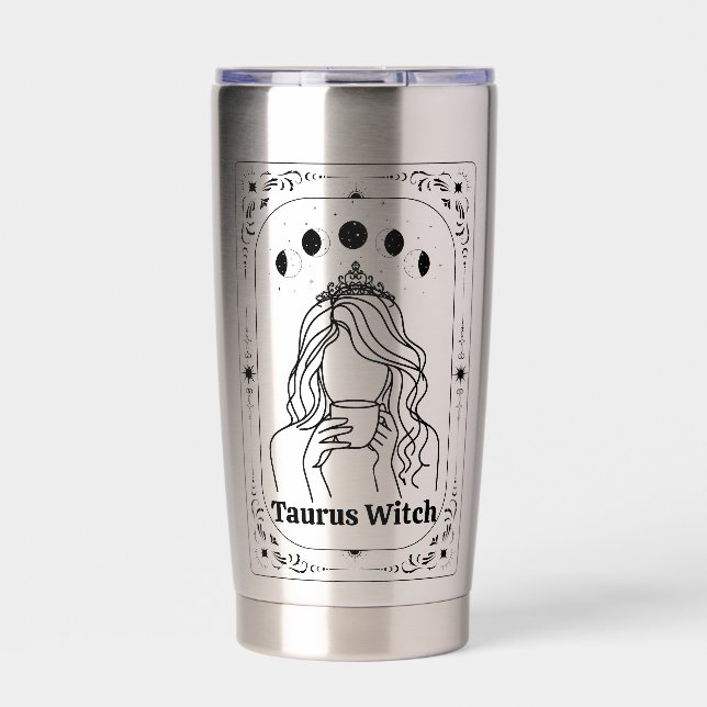 Stier-Tarot-Individualisierbares-Sternzeichen-Astr Thermobecher (Vorderseite)