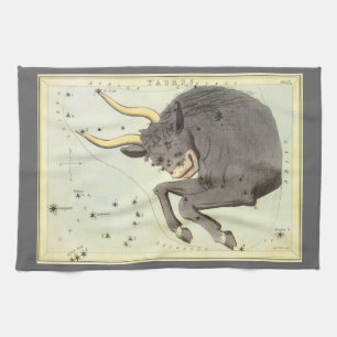 Stier Taurus, Vintage Konstellation Urania's Spieg Geschirrtuch