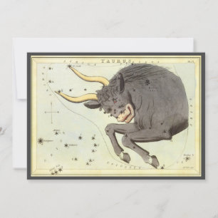 Stier Taurus, Vintage-Sternbild Urania's Spiegel Einladung