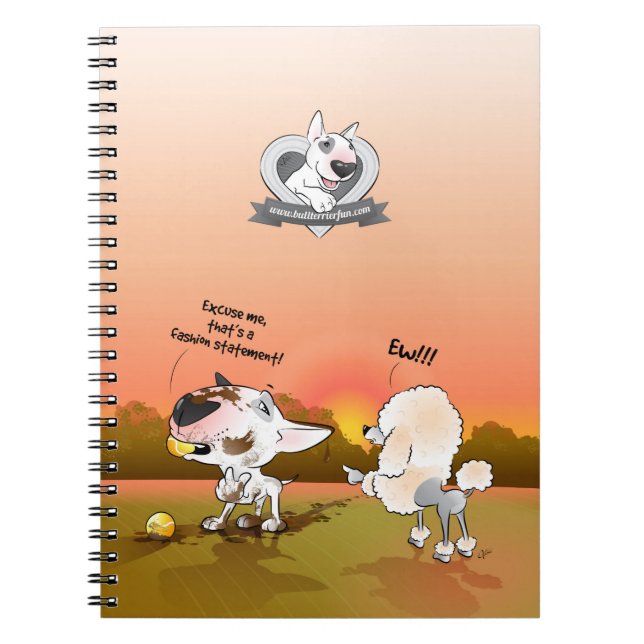 Stier-Terrier-Cartoon-Notizbuch "Mode-Aussage " Notizblock (Vorderseite)