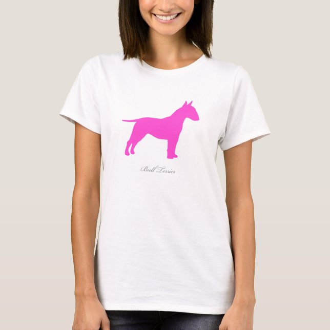 Stier-Terrier-T - Shirt (rosa Silhouette) (Vorderseite)