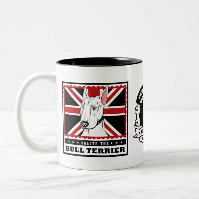 Stier-Terrier-Tasse Zweifarbige Tasse (Links)
