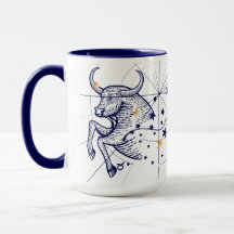 Stier-Tierkreis-Marine-Blau u. Goldgeburts-Tasse