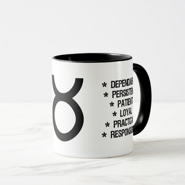 Stier-Tierkreis-Zeichen ("der Stier") Tasse (VorderseiteRechts)