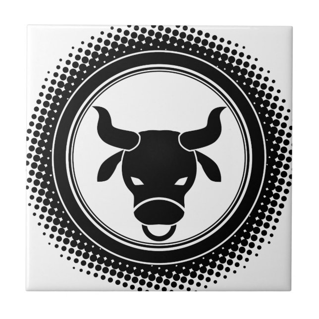 Stier-Tierkreis-Zeichen Fliese (Vorderseite)