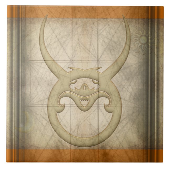 Stier-Tierkreis-Zeichen Fliese (Vorderseite)