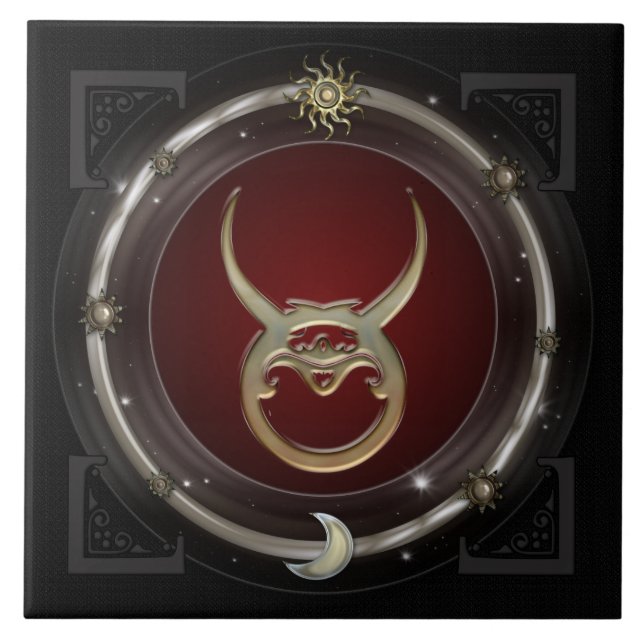 Stier-Tierkreis-Zeichen Fliese (Vorderseite)