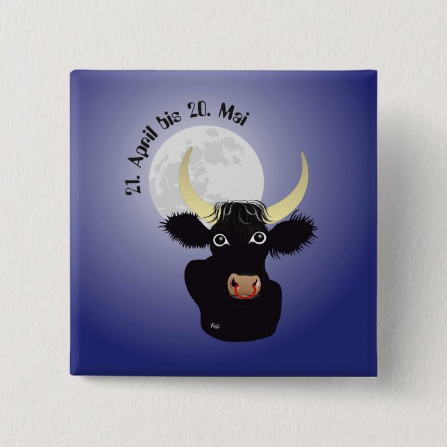 Stier Tierkreiszeichen Button (Vorderseite)