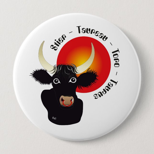 Stier Tierkreiszeichen Button (Vorderseite)
