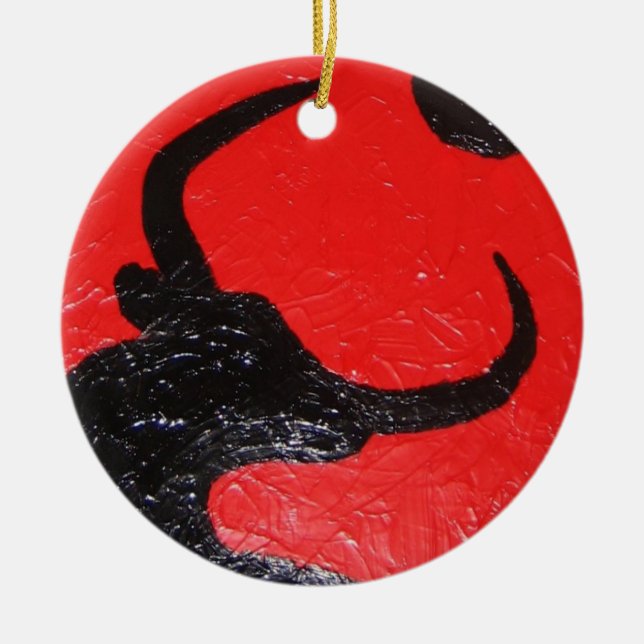 Stier-Verzierung Keramik Ornament (Vorne)