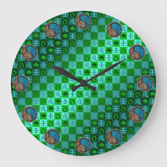 Stier & Wasserhund Große Wanduhr (Vorderseite)
