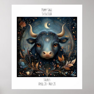 Stier-Zodiac-Astrologie-Name & Geburtstag Poster