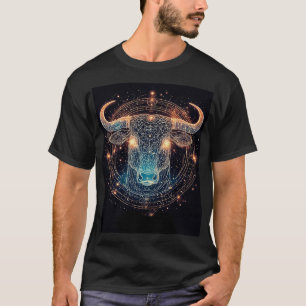 Stier-Zodiac-Bulle mit leuchtenden geometrischen L T-Shirt
