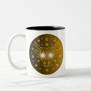 Stier-Zodiac-Emblem Minimales Himmelssymbol Zweifarbige Tasse