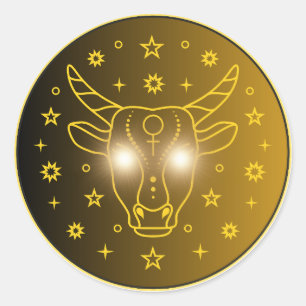Stier-Zodiac-Emblem Minimales Himmelsymbol Runder Aufkleber