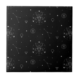 Stier-Zodiac-Muster in Schwarz und Weiß Fliese