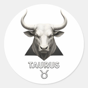 Stier-Zodiac-Stier Klassisch Schwarz Weiß Astrolog Runder Aufkleber