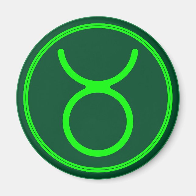 Stier-Zodiac-Symbol Grün Kontrast Magnet (Vorne)
