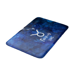 Stier-Zodialkstern Blaues Galaxie-Monogramm Badematte