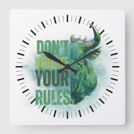 Stierdesign | Erinnerung | Motivation Quadratische Wanduhr