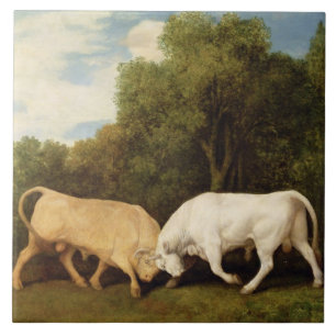 StiereFighting Georges Stubbs , 1786 (Öl auf Fliese