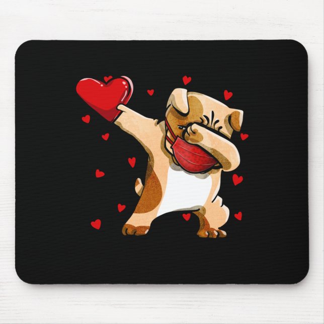 Stierhunde mit Gesichtsmaske Funny Valentine Mousepad (Vorne)
