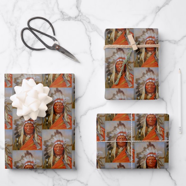 Stierstiel von Henry Farny 1899 Lakota Leader Geschenkpapier Set (Vorderseite)