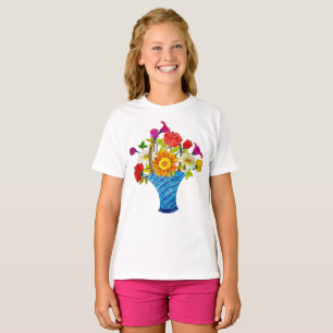 Stift Art Sketch farbenfrohe handgezeichnete Blume T-Shirt