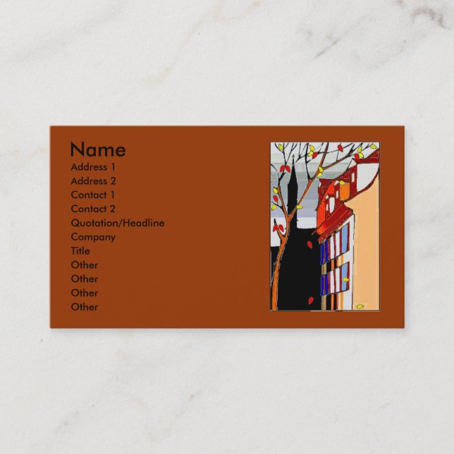 Stift auf hinterer Herbstszene auf Front Visitenkarte (Vorderseite)