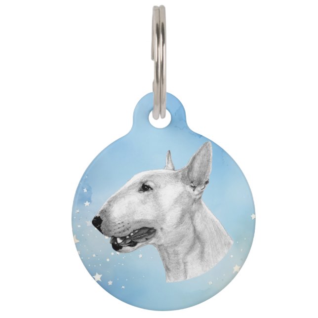 Stift Bull Terrier zeichnend Haustiermarke (Vorderseite)