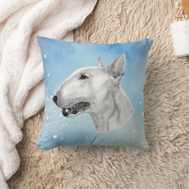 Stift Bull Terrier zeichnend Kissen (Decke)
